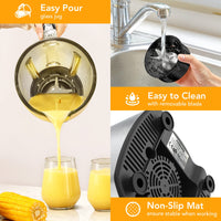 Robot pâtissier Garvee 800 W avec bol en verre de 1,75 L sans BPA, 6 lames en acier inoxydable, 5 vitesses, silencieux, noir