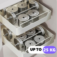 Garvee, tiroir pliable et extensible, organisateur de rangement sous, meuble modulable pour placards de cuisine, 43 × 25 × 18 cm, métal, installation sans perçage, blanc