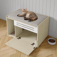 Bac à litière Garvee Hideaway avec ventilation, porte à charnières, en bois, idéal pour le salon et la chambre, design moderne, contrôle des odeurs, nettoyage facile