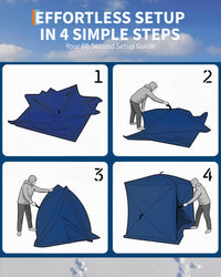 Tente de pêche sur glace Garvee Pop-Up, tissu Oxford 210D, isolée, coupe-vent, pour 6 à 8 personnes, pêche hivernale, avec ancres et cordes