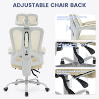 Garvee Chaise de bureau ergonomique en maille avec soutien lombaire et repose-pieds réglables, pour le bureau et le gaming. Blanche