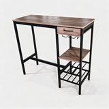 Garvee table de bar grise 100 × 40 × 90 cm en métal et bois, porte-bouteilles extensible, pour cuisine et salon - Gris