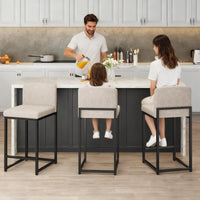 Ensemble de 2 tabourets de bar Garvee modernes avec dossier et repose-pieds, hauteur réglable, beige, pour îlot de cuisine et salle à manger
