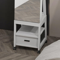 Armoire à bijoux Garvee, miroir de maquillage pivotant à 360°, en bois, verrouillable, sur roulettes, grande capacité, blanc, pour salon ou chambre.