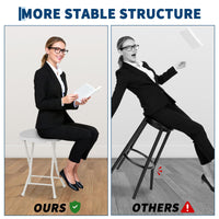 Tabouret/chaise pliant Garvee avec poignée, capacité de charge de 272 kg, pieds antidérapants, structure en acier pour le camping et la cuisine, léger et compact, noir