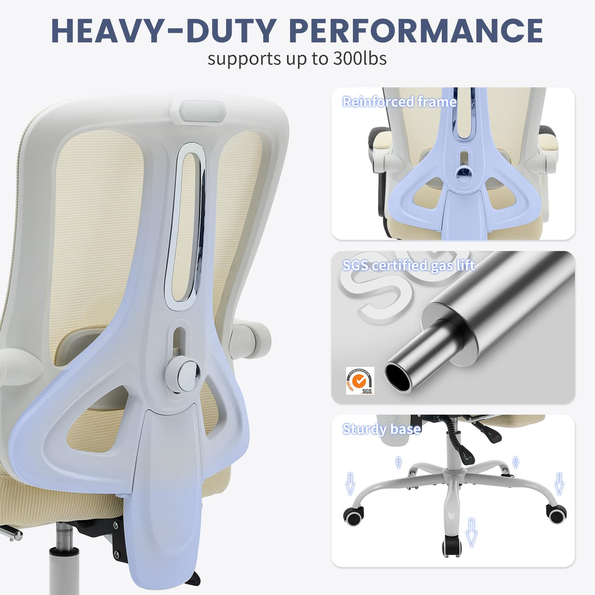 Garvee Chaise de bureau ergonomique en maille avec soutien lombaire et repose-pieds réglables, pour le bureau et le gaming. Blanche