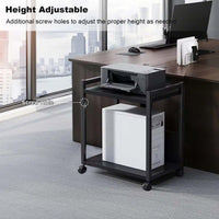 Garvee Support tour PC en métal à 2 niveaux, hauteur réglable, support unité centrale mobile avec roulettes, compact et stable pour bureau