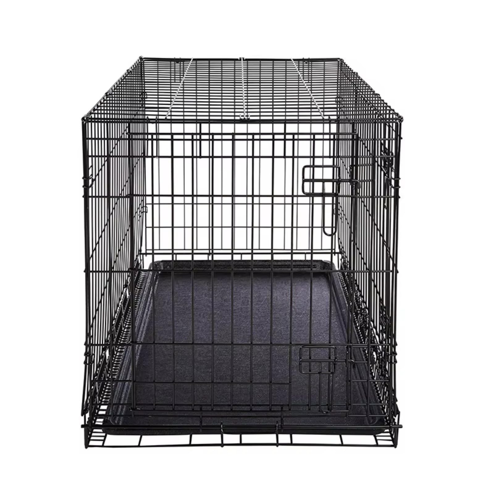Cage de transport Garvee 122 cm avec tiroir, pliable, en tube d'acier, double porte, portable pour petits animaux, idéale pour les voyages et la maison, 122 x 76 x 81 cm, noire
