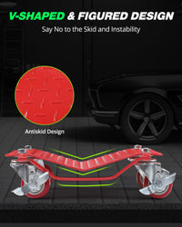 Ensemble de 2 chariots de manutention Garvee, capacité de charge de 1360 kg (3000 lb), acier au carbone, plaque antidérapante, roues pivotantes à 360°, 40,6 cm x 33 cm (16 po x 13 po), rouge, pour atelier et garage