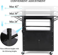 Chariot audiovisuel roulant Garvee avec armoire verrouillable, hauteur réglable, support pour ordinateur portable, acier, poste de travail mobile, espace de rangement, idéal pour les bureaux, noir