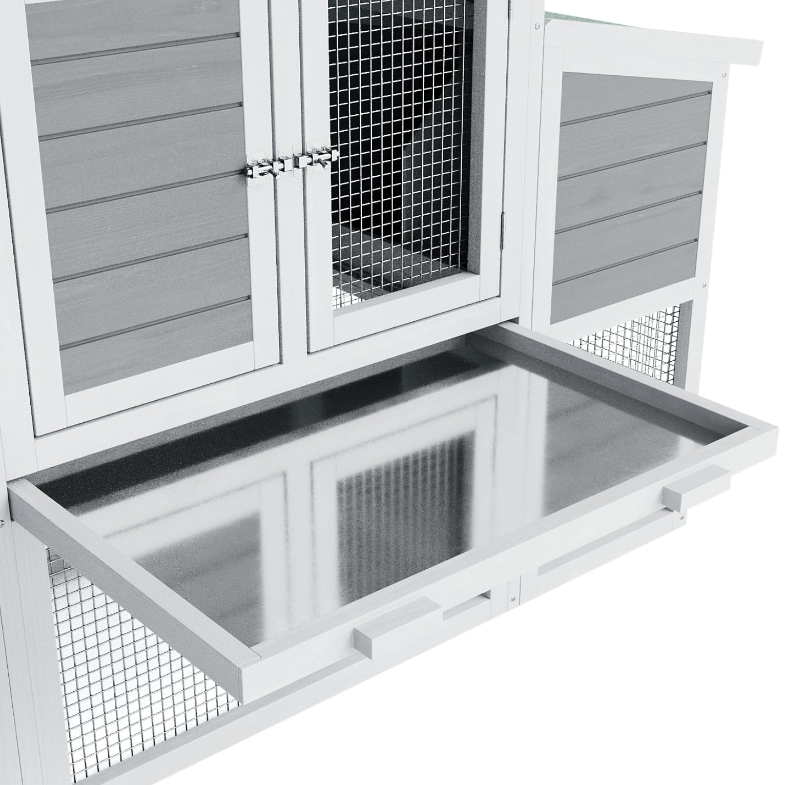 Poulailler Garvee grand format 310×66×113 cm – Bois d'épicéa avec toit en asphalte, volière, nichoir et plateau coulissant pour poules, canards et lapins