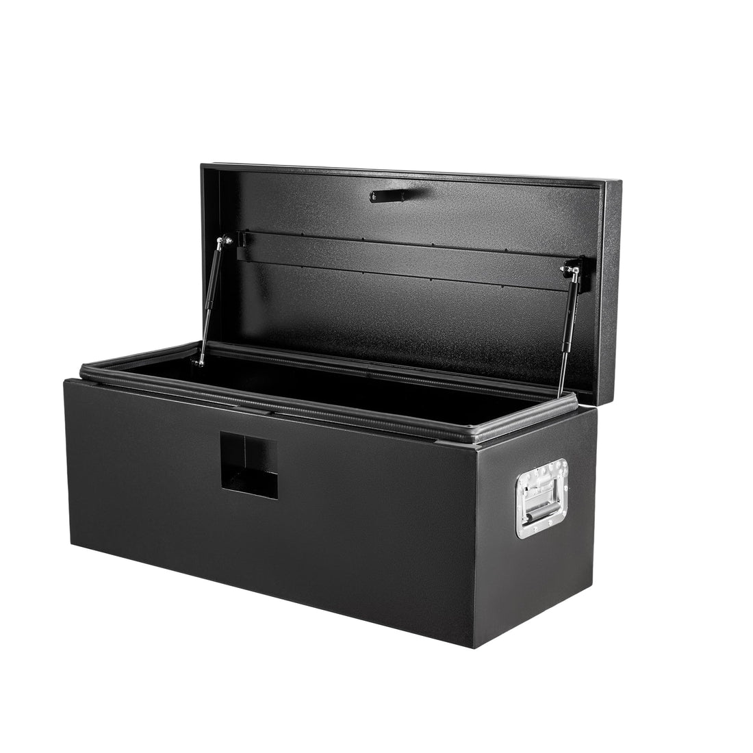 Garvee Coffre à Outils en Acier pour Camion, Couvercle Rainuré avec Double Vérin Hydraulique, 38 × 38 × 91 cm, pour Pick-up et Remorque, Noir