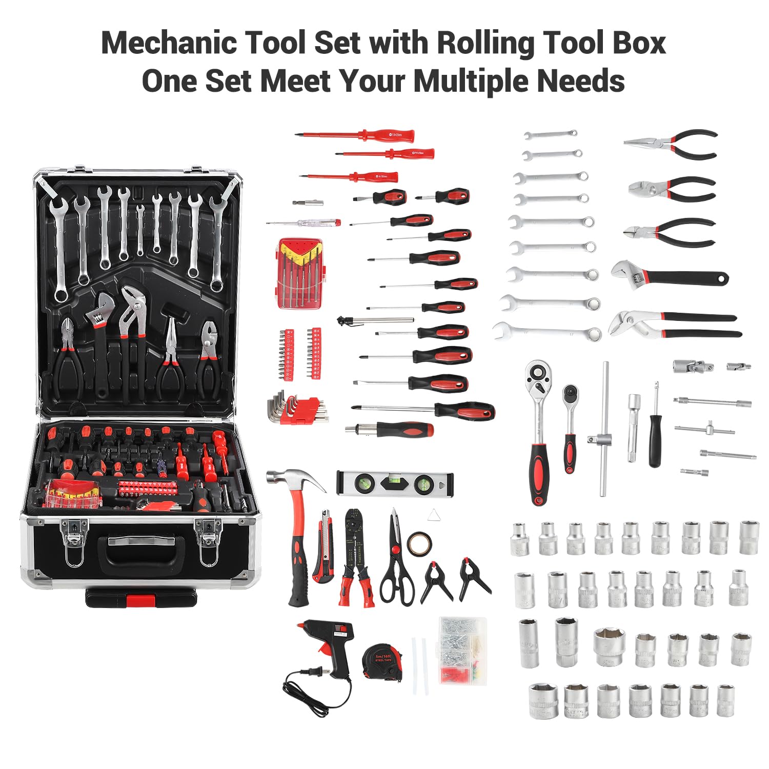 Coffret à outils Garvee 800 pièces – acier au chrome-vanadium, chariot à roulettes, idéal pour la maison, le bricolage et l'atelier