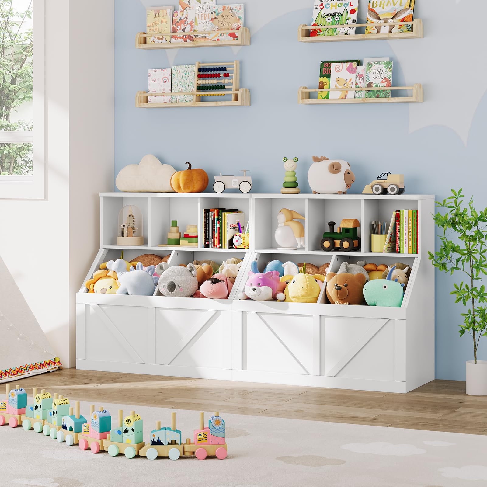 Étagère pour enfants Garvee avec rangement pour livres et jouets, multifonctionnelle, stable et sûre, en MDF blanc, idéale pour la salle de jeux ou la chambre d'enfant, 90 x 42 x 92 cm