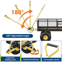 Garvee Chariot de jardin 408 kg avec parois amovibles, pneus 25 cm, structure acier robuste et poignée rotative 180°, pour jardin et ferme