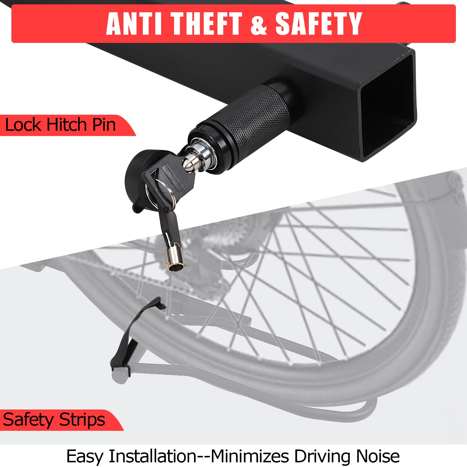 Porte-vélos Garvee 2 pouces pour attelage, 2 vélos, acier, inclinable, réfléchissant, robuste, pour SUV et camions, avec sangles de tension et verrou