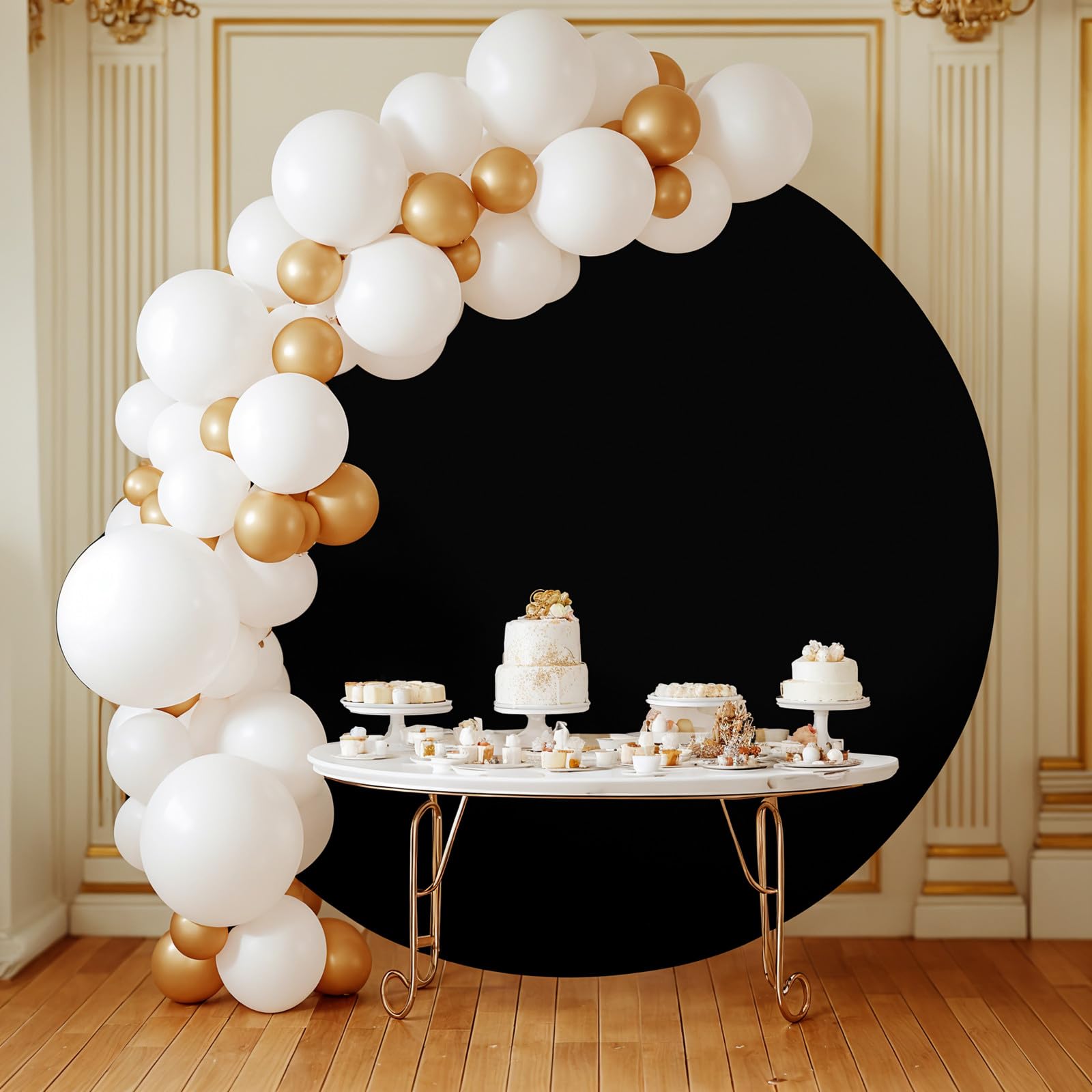 Arche ronde Garvee en polyester noir de 1,98 m (6,5 pi) pour la décoration de mariages et de fêtes