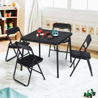 Ensemble table et chaises pliantes pour enfants Garvee avec structure en métal, rembourrées, stables, sûres, peu encombrantes, noires, pour manger et jouer