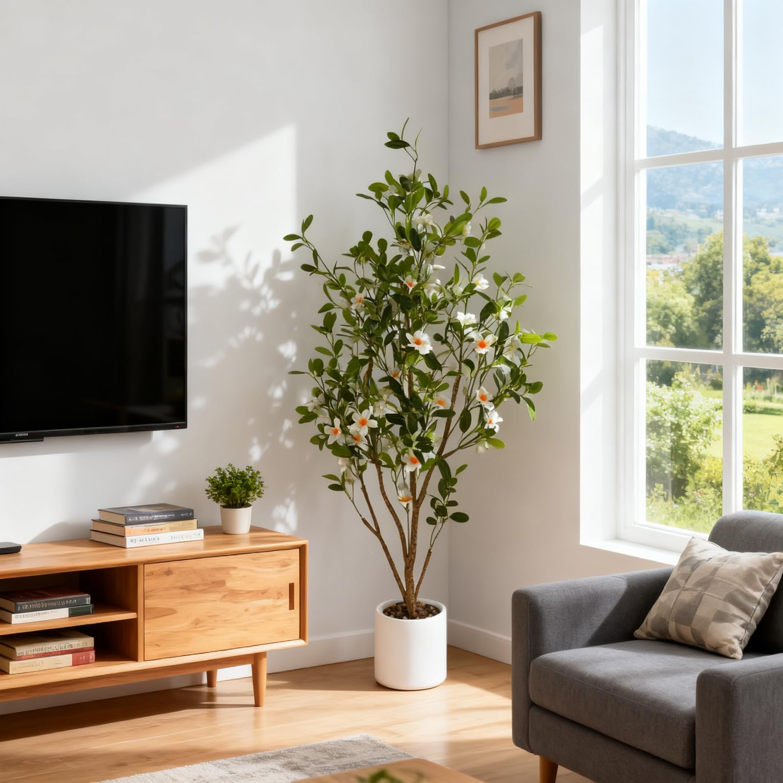 Lot de 2 arbres artificiels d'intérieur Garvee de 1,20 m, réalistes, sans entretien, durables, polyvalents et verts.