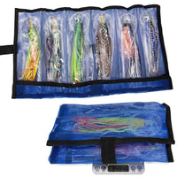 Leurre de pêche à la traîne Garvee, jupes de calamar de 16,5 cm, ensemble de leurres pour la pêche en haute mer avec sac de rangement à 6 compartiments, équipement de pêche en eau salée de 16 cm.