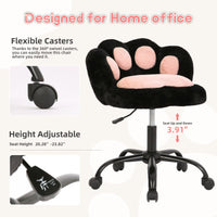 Chaise de coiffeuse Garvee à roulettes, pivotante à 360°, réglable en hauteur, en polaire douce, motif patte de chat, idéale pour la chambre et le bureau, renforcée en nylon, confortable