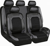Garvee Lot de Housses De Siège Auto 9 Pièces En PU Cuir Respirant Compatible Airbags Protection Complète Pour Voiture SUV Van - Noir & Gris