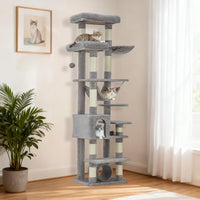 Arbre à chat Garvee pour grands chats, 188 cm, stable et sécuritaire, avec 11 poteaux à griffer et un hamac. Mobilier d'intérieur pour chat, en bois et peluche.