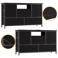 Garvee Meuble TV à 8 tiroirs avec éclairage LED et prise électrique pour salon et chambre, en MDF, grand format, léger, avec système de gestion des câbles