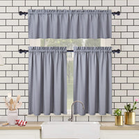 Rideaux de cuisine imperméables Garvee à texture en relief, rideaux courts pour petites fenêtres (5,1 x 76,2 cm), gris, pour cuisine, salle de bain, chambre, salon