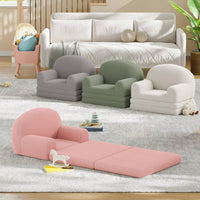 Fauteuil-canapé Garvee pour enfants, 2 en 1, pliable, en tissu polaire doux et confortable, gris, pour salle de jeux ou chambre.