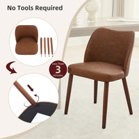 Ensemble de 2 chaises de salle à manger Garvee, cuir, dossier à oreilles, pieds en bois, style moderne, marron, pour salle à manger et salon