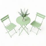 Garvee Ensemble bistrot pliable 3 pièces en métal résistant, table et chaises compactes vert sauge, balcon et jardin - Sage