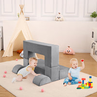 Canapé de jeu Garvee pour enfants, 6 pièces, modulaire, en mousse haute densité, housse amovible en microfibre, gris foncé, pour salle de jeux et chambre, 100 cm (L) x 50 cm (P) x 40 cm (H)