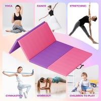 Tapis de gymnastique pliable Garvee 5 cm en mousse EPE, revêtement antidérapant en cuir PU, portable, pour le yoga et les arts martiaux, multicolore