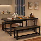 Ensemble table et chaises extensibles Garvee pour 4 à 6 personnes, 160 cm, bois, noir rétro, gain de place, stable, facile à assembler - noir