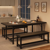 Ensemble table et chaises extensibles Garvee pour 4 à 6 personnes, 160 cm, bois, noir rétro, gain de place, stable, facile à assembler