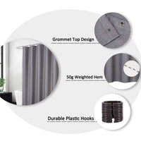 Rideau de douche épais Garvee Flax aspect lin avec crochets pour salle de bain de luxe d'hôtel, 120 x 200 cm, gris