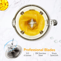 Robot pâtissier Garvee 800 W avec bol en verre de 1,75 L sans BPA, 6 lames en acier inoxydable, 5 vitesses, silencieux, noir