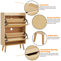 Meuble à chaussures Garvee avec 2 tiroirs pliables en rotin pour entrée et couloir, 98 x 60 x 23,5 cm, inodore, gain de place
