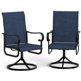 Garvee Chaises de Jardin Pivotantes 360°, Tissu Textilène Résistant, Dossier Haut Ergonomique, Bleu Marine, pour Terrasse, Balcon et Jardin - 