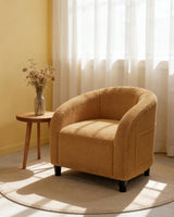 Garvee Fauteuil Accent Barrel Bouclé Sherpa Jaune, Confort Ergonomique, Léger, Durable, Salon, Chambre, Bureau