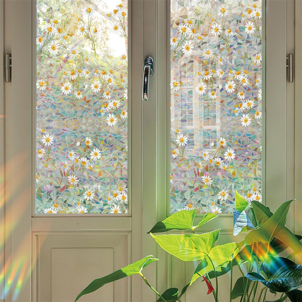 Film de protection solaire pour fenêtres Garvee Vitrail, écran d'intimité sans adhésif, 43 x 100 cm, résistant aux UV, décoratif pour espaces de vie et de travail