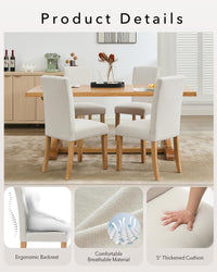 Chaises de salle à manger Garvee Parsons, lot de 2, rembourrées, ergonomiques, revêtement en lin, pieds en bois d'hévéa, pour la cuisine et le salon, beige