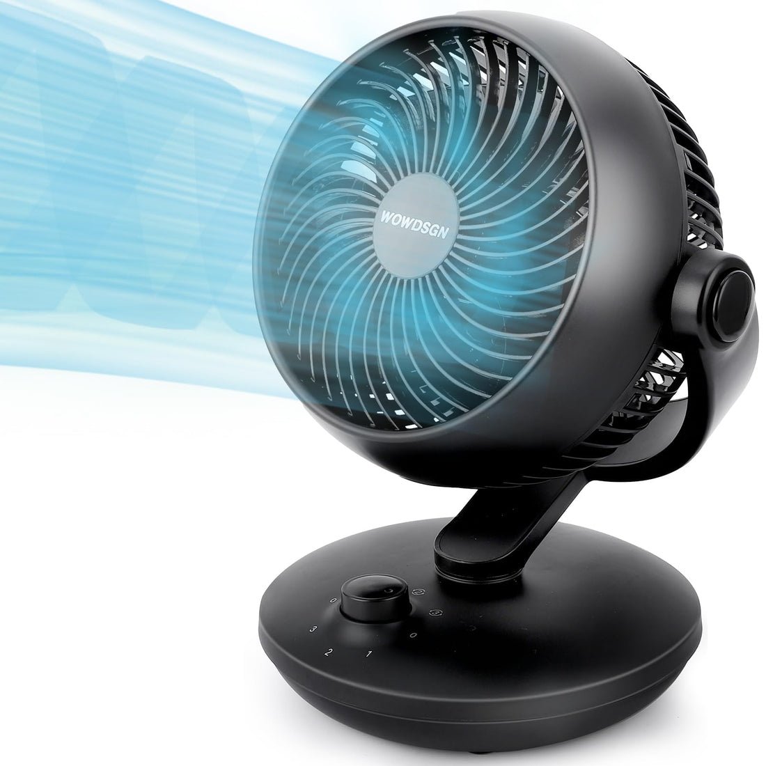 Ventilateur de table silencieux Garvee 24 dB avec oscillation 3D, circulation d'air turbo, 3 vitesses, noir, compact, pour bureau et chambre