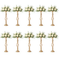 Supports à fleurs en métal Garvee, lot de 10, décoration de table de mariage, élégants modèles rotatifs, métal et cristal, antirouille, pour les fêtes et la maison, 52 cm, argent