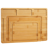 Garvee Ensemble de planches à découper en bambou, 3 pièces, avec poignées intérieures et rainures à jus, 40,6 × 27,9 cm (bois), naturel