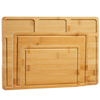 Ensemble de planches à découper en bambou Garvee, 3 pièces, avec poignées intérieures et rainures à jus, 40,6 x 27,9 cm (bois naturel)