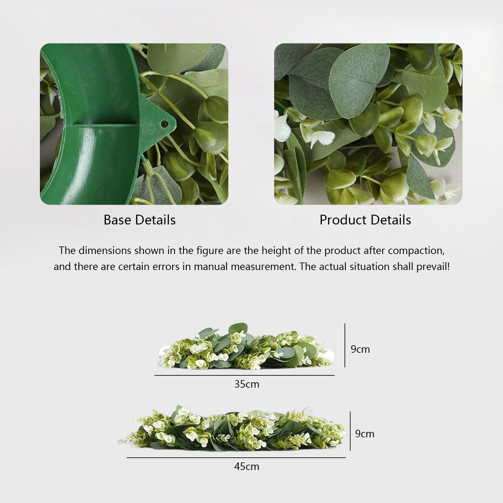 Couronne d'eucalyptus artificiel Garvee 35 cm, feuilles vertes décoratives pour porte, mur, fenêtre, porche