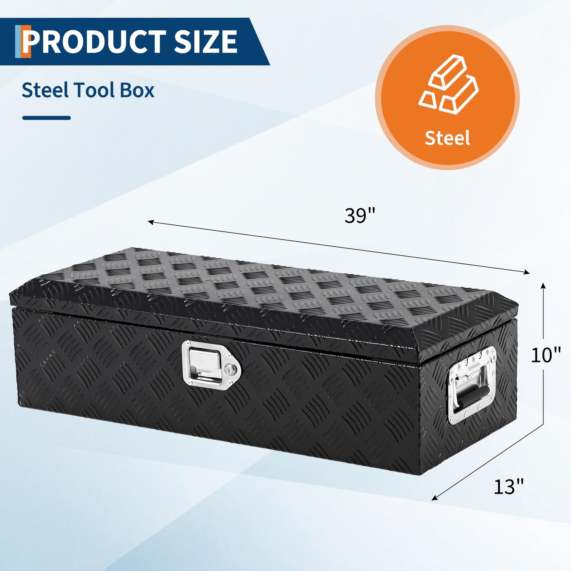 Coffre à outils Garvee 39 pouces en aluminium pour camionnettes, étanche, verrouillable, robuste, avec poignée, pour atelier et transport, argent