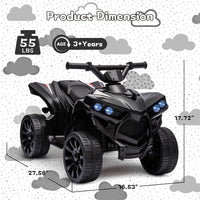 Garvee Quad électrique enfant 6 V avec éclairage LED, musique et conduite sécurisée, noir, dès 3 ans